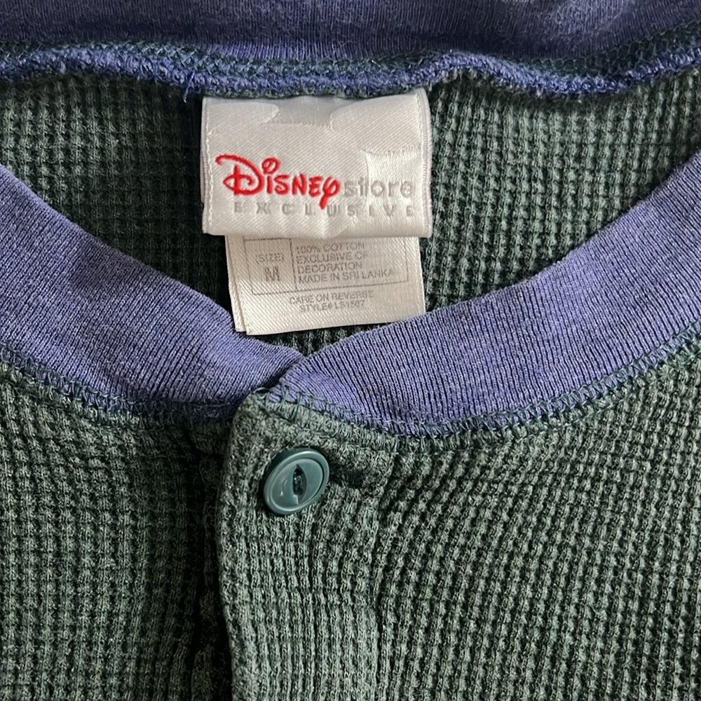 Vintage Disney Green Long Sleeve Goofy Henley Shirt - Picture 2 of 5